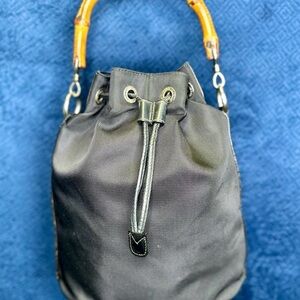 GUCCI Black Bucket Bag with Bamboo Handle